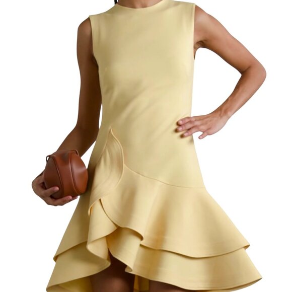 OSCAR DE LA RENTA Ruffled wool-blend crepe mini dress Size XS/S NEW - Picture 5 of 15